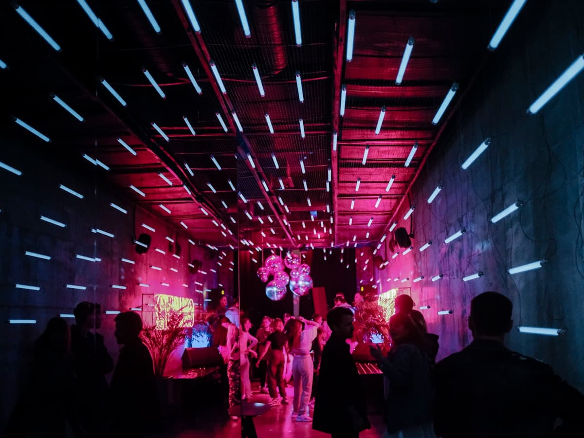 Venue interior lit for a night-time concept